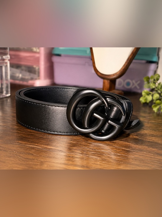 The Unbranded Brand Other - Black Designer Double-G Leather Belt - Unbranded